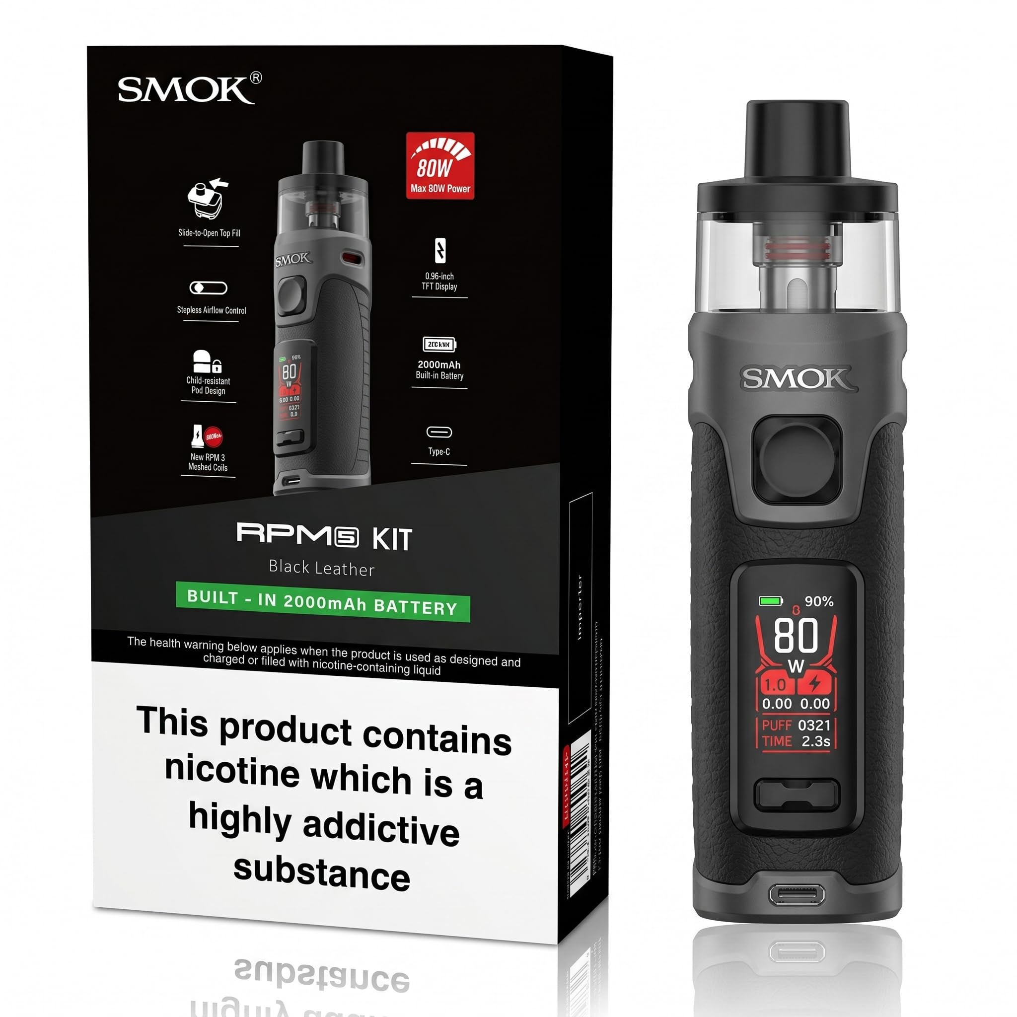 SMOK RPM 5 Refillable Pod Vape Kit [Black Leather]