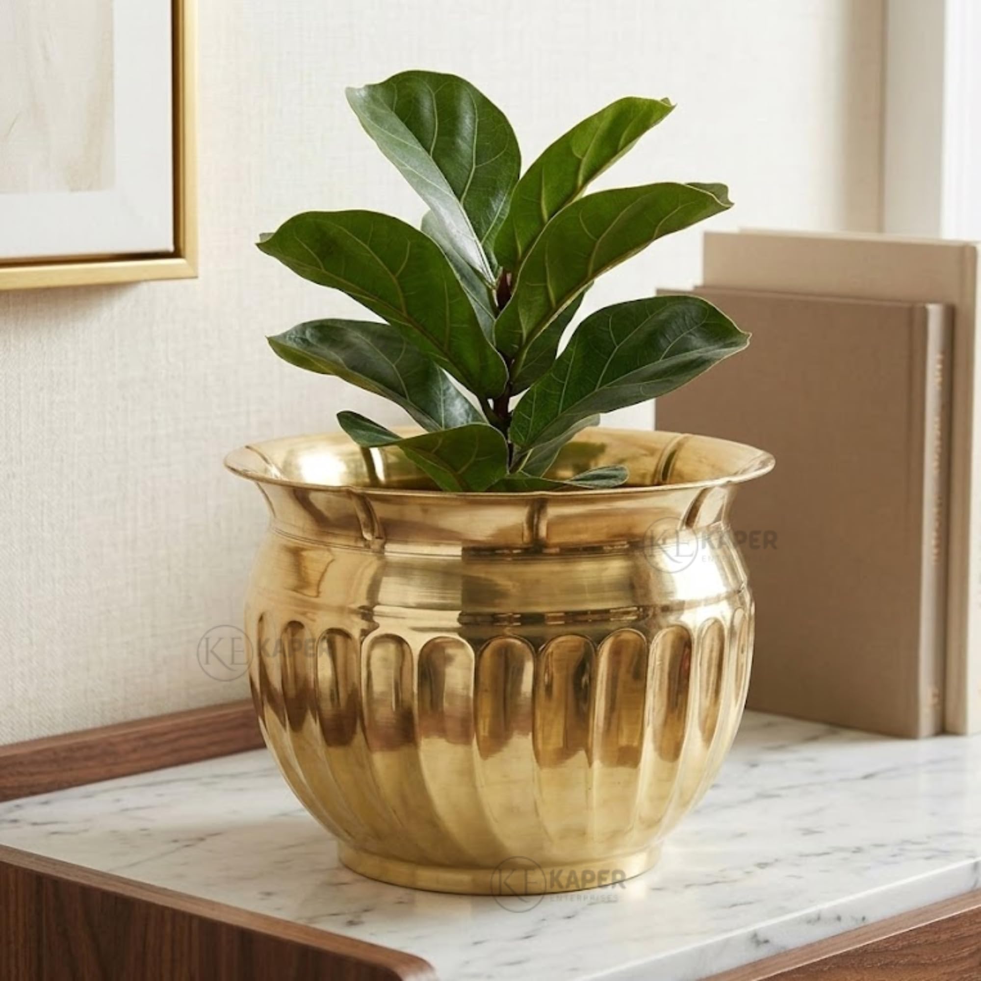 KAPER Brass Planter – 6" Decorative Flower Pot for Indoor Plants | Small Brass Plant Container for Home Decor | Living Room | Kitchen and Office Use-image-33