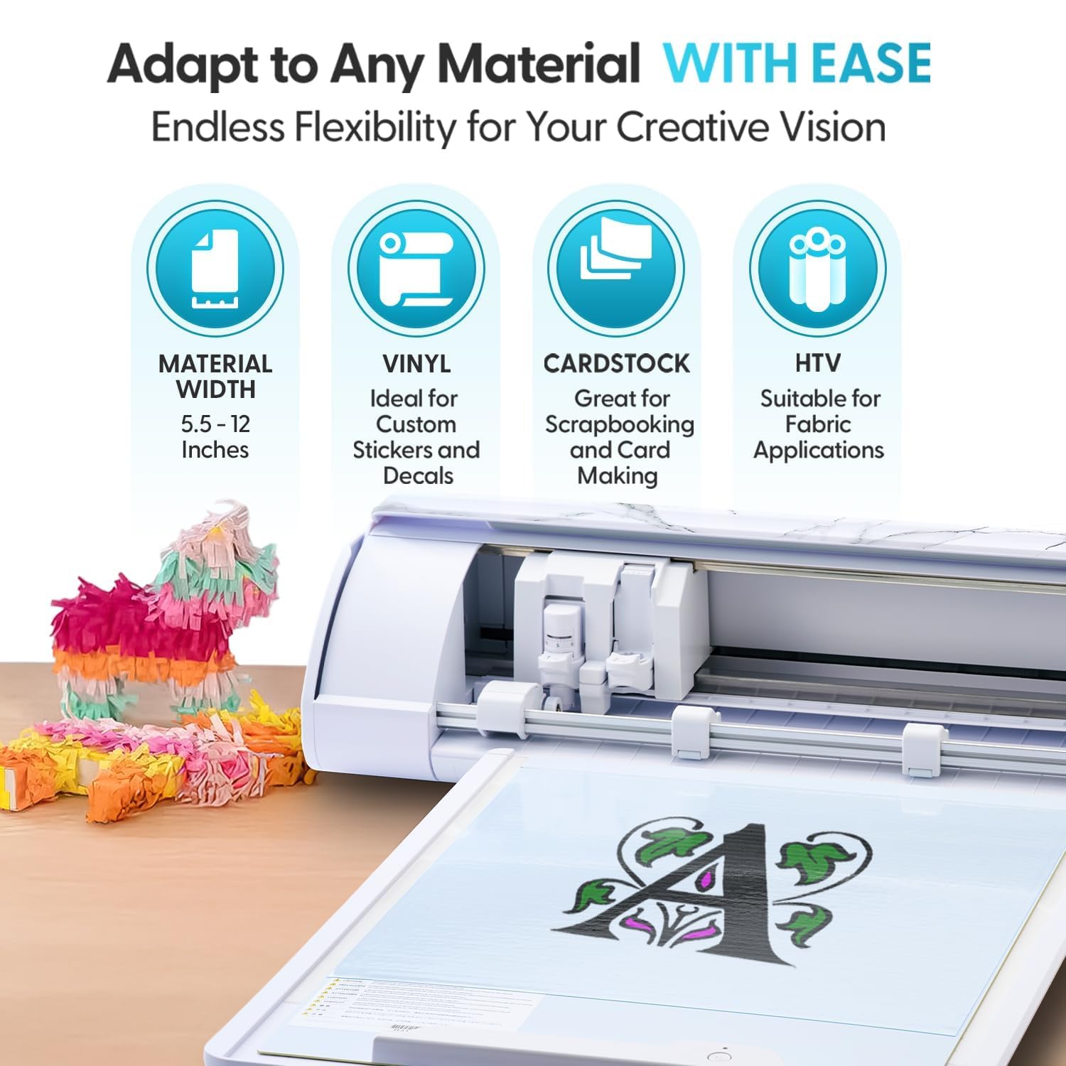 Silhouette America Cameo 5 Alpha (α) - Smart Cutting  for Print & Cut - Quiet Operation with AutoBlade, Studio Software, Cutting Mat- Vinyl, Paper & Fabric Compatible - Classic White: Starter Bundle