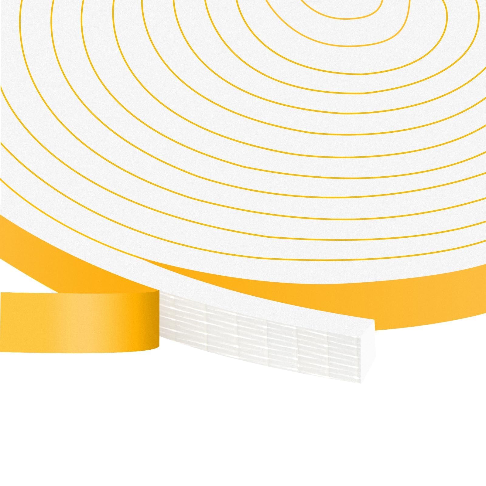 YIMIKI 12mm (W) X 6mm(T) Draught Excluder for Doors, Foam Tape Weather Stripping, High Density Foam Seal for Gap Seal, 2 Roll, Total 16M Long