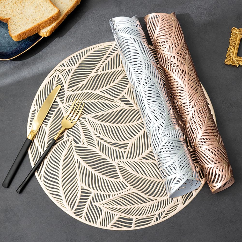 Set Di Platemat Rotondo In Pvc Creativo - 38 Cm (14,9 Pollici) Rabrabi Tavolo, Tappetini Per Decorazioni Per Desktop Per Ristoranti, Hotel, Ristoranti Per La Casa,Argento,10 Pezzi