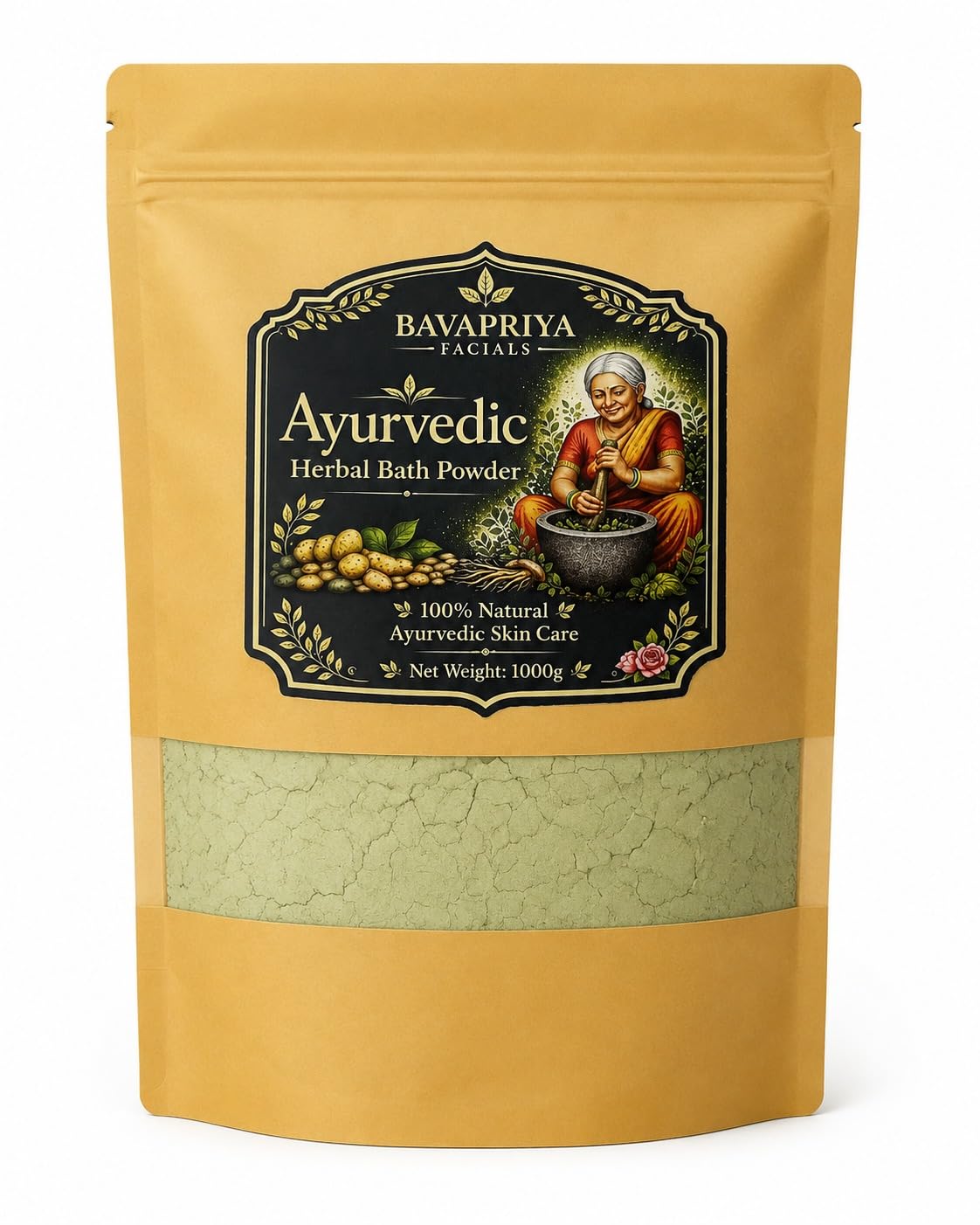 Authentic Natural Herbal Bath Powder 1000 GM | Ayurvedic Body Cleanser with Neem & Rose Petals | Daily Use Nalangu Mavu | Bava Priya-picture-35