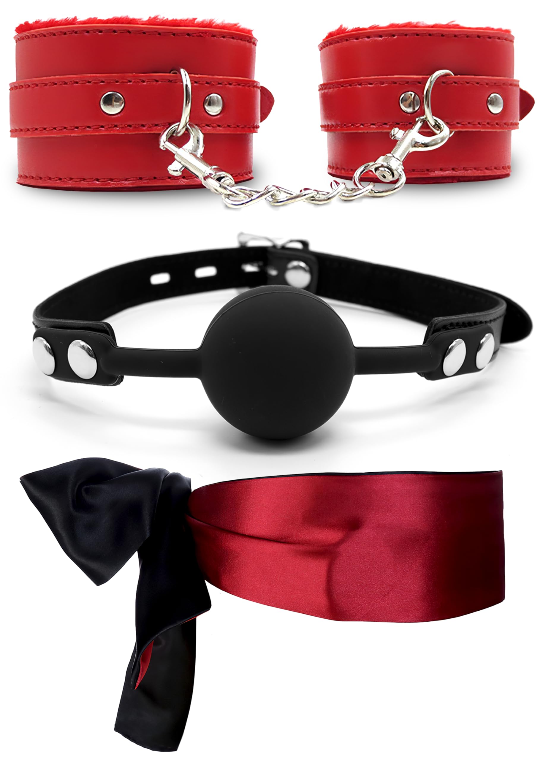 Fluffy Handcuffs Adjustable Silicone Mouth Ball Fetish Toys