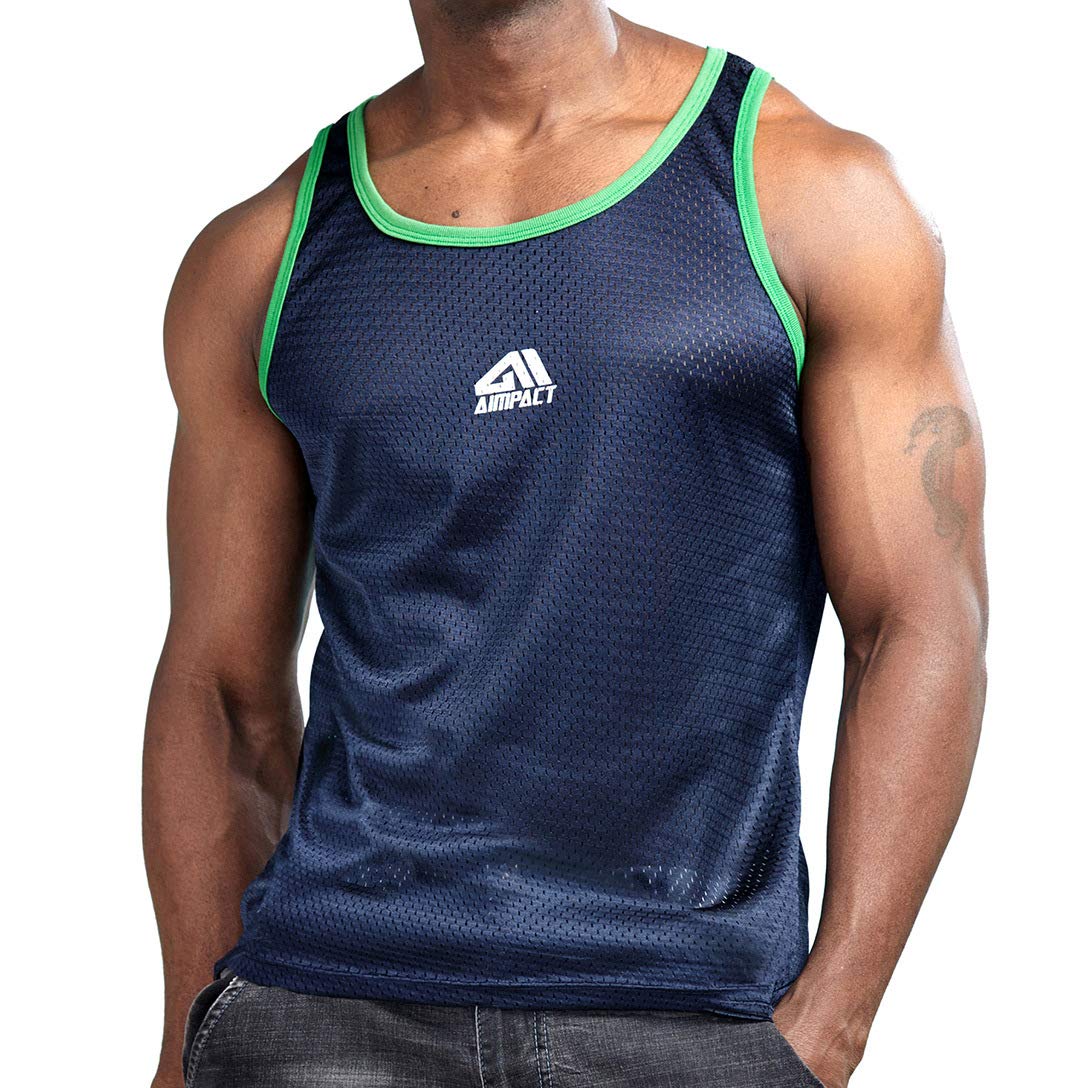 AIMPACT Men Athletic Workout Tank Top Mesh Casual Sleeveless Shirts