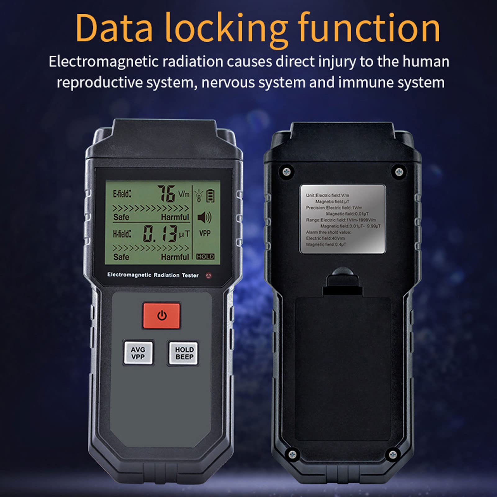 XHTLLO LCD Electromagnetic Radiation Tester, High Sensitivity EMF Meter for Home Appliances, Wide Measurement Range