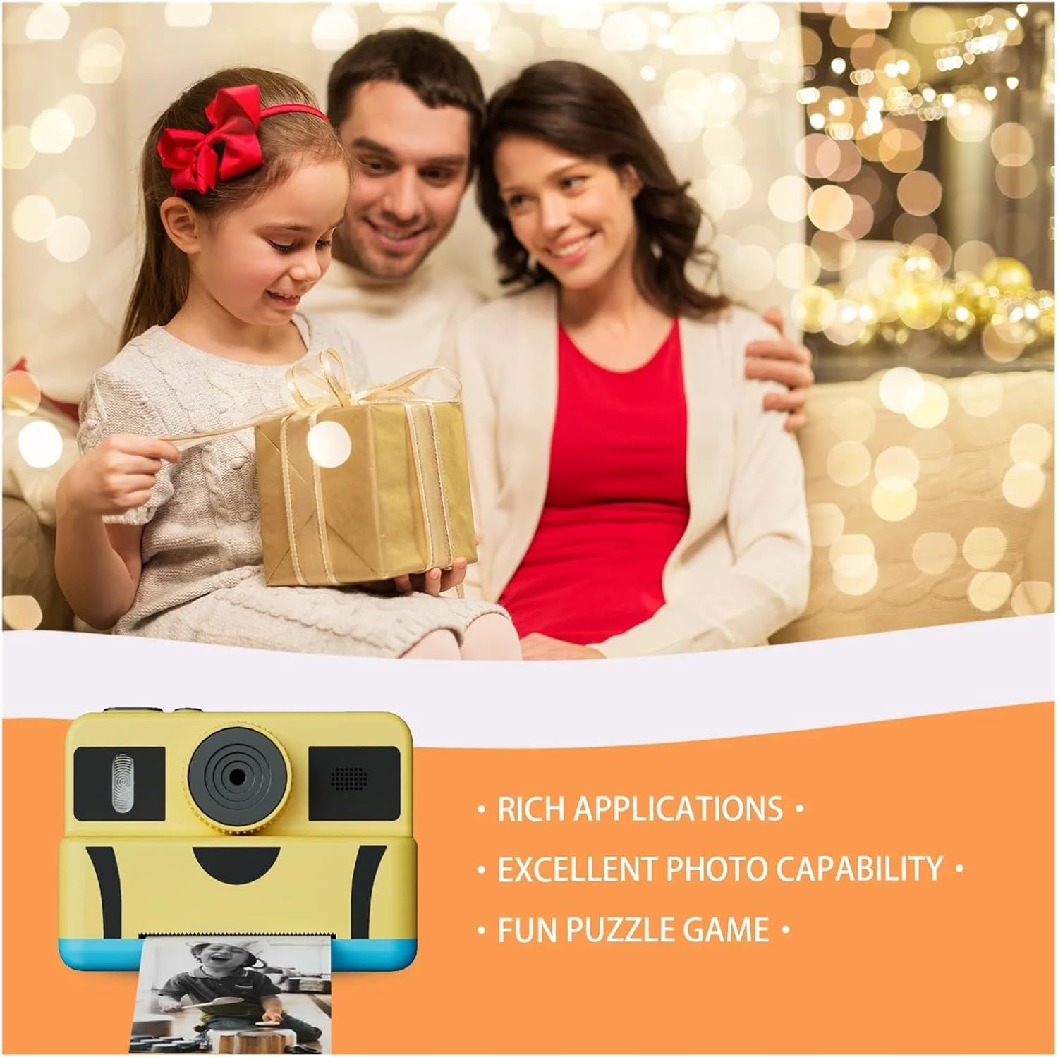 Instant Print Camera for Children Suitable for Girls and Boys Aged 4 and Above, Featuring A Dual-Lens Camera with A 32GB Memory
