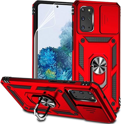 Funda para Samsung Galaxy S20 Plus con cubierta para lente de cámara, protector de pantalla HD, resistente a caídas de grado militar, soporte