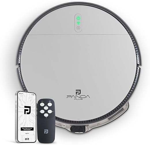 Robô Aspirador de Pó Inteligente 3 em 1 Varre, Aspira e Passa Pano Panda Plus AMG-R1 Wi-Fi, Alexa, Controle Remoto, Vários Modos Bivolt