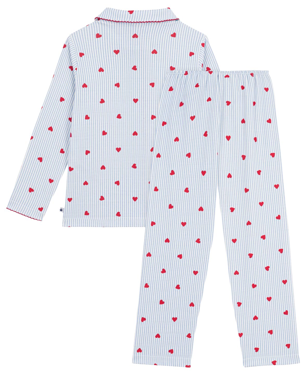 Petit Bateau Pigiama Abbottonato Bambino in Cotone a Cuori, 12A, Bianco/Multico