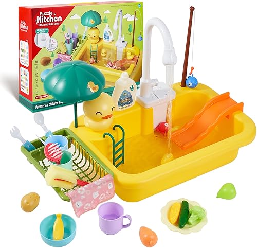 Kerilyn Fregadero de cocina para niños pequeños, fregadero de juegos con agua corriente, juguetes flotantes para niños, juguetes flotantes,