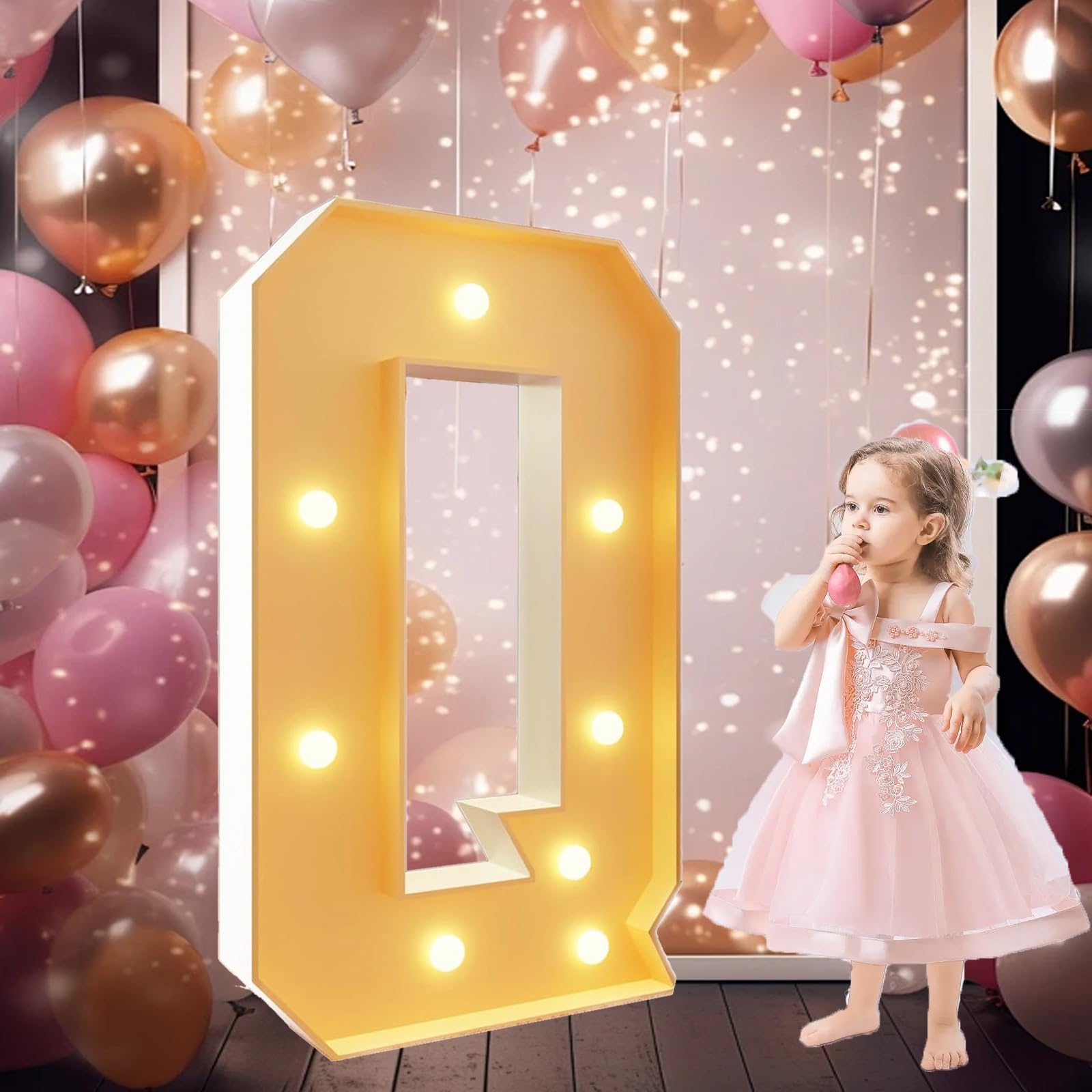 3 FT Marquee-Leuchtbuchstaben E, 3 Fuß hoch, große Marque-Buchstaben, Mosaik-Ballonrahmen-Buchstaben for Verlobungs-, Hochzeits-Dekorationen, Geburtstagsparty-Hintergrunddekor(Letter Q,4FT)
