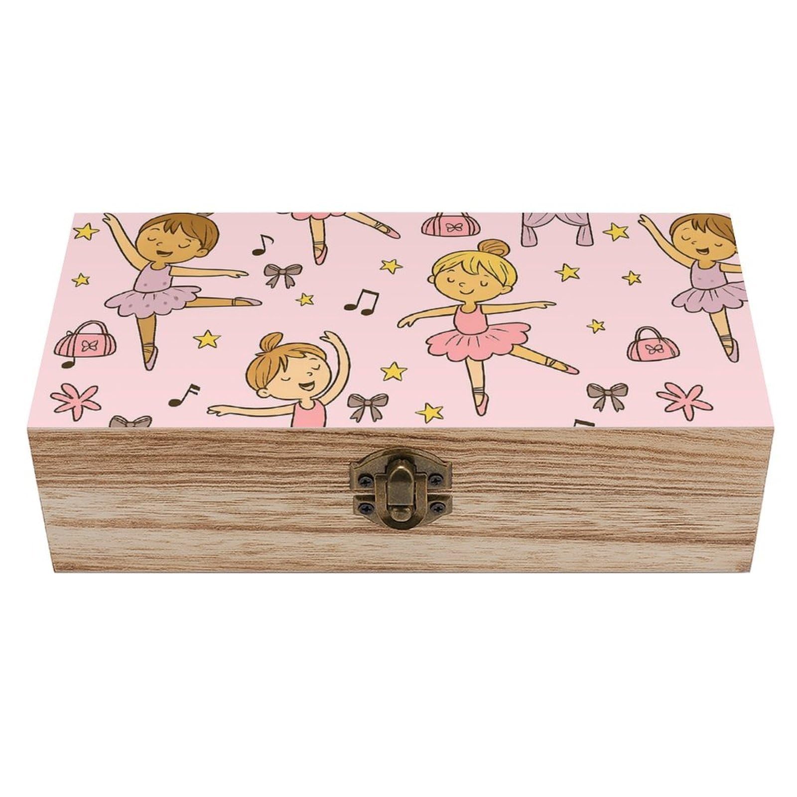 SMAZDFXX Cute Ballerina Wooden Storage Box Multipurpose Decorative Box for Jewelry Photo Home Decor