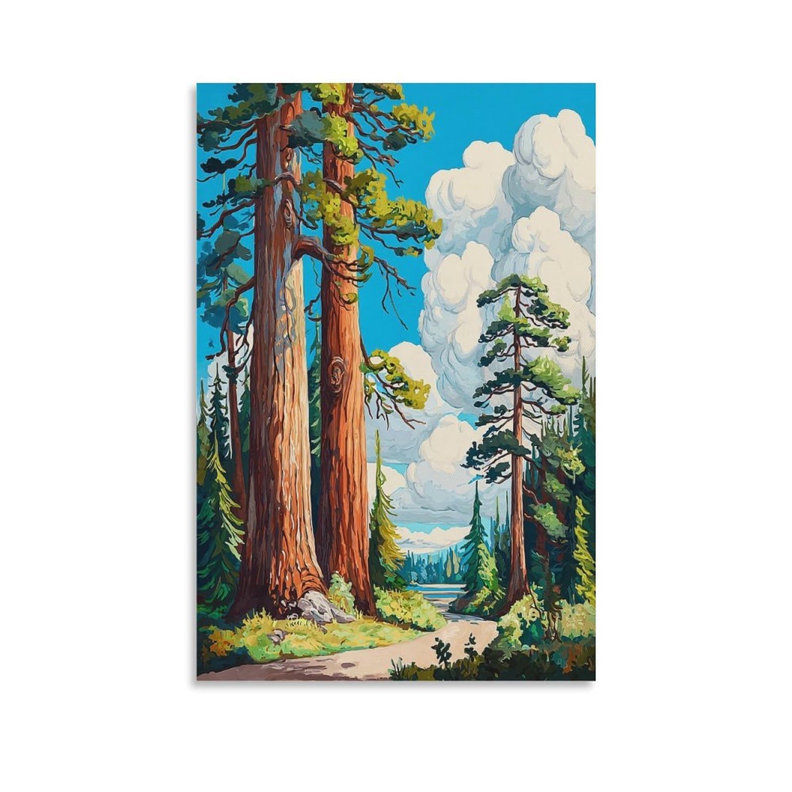 ZBBGGOZ Big Basin Redwoods State Park Poster 24x36inch(60x90cm) Vintage Watercolor Canvas Art