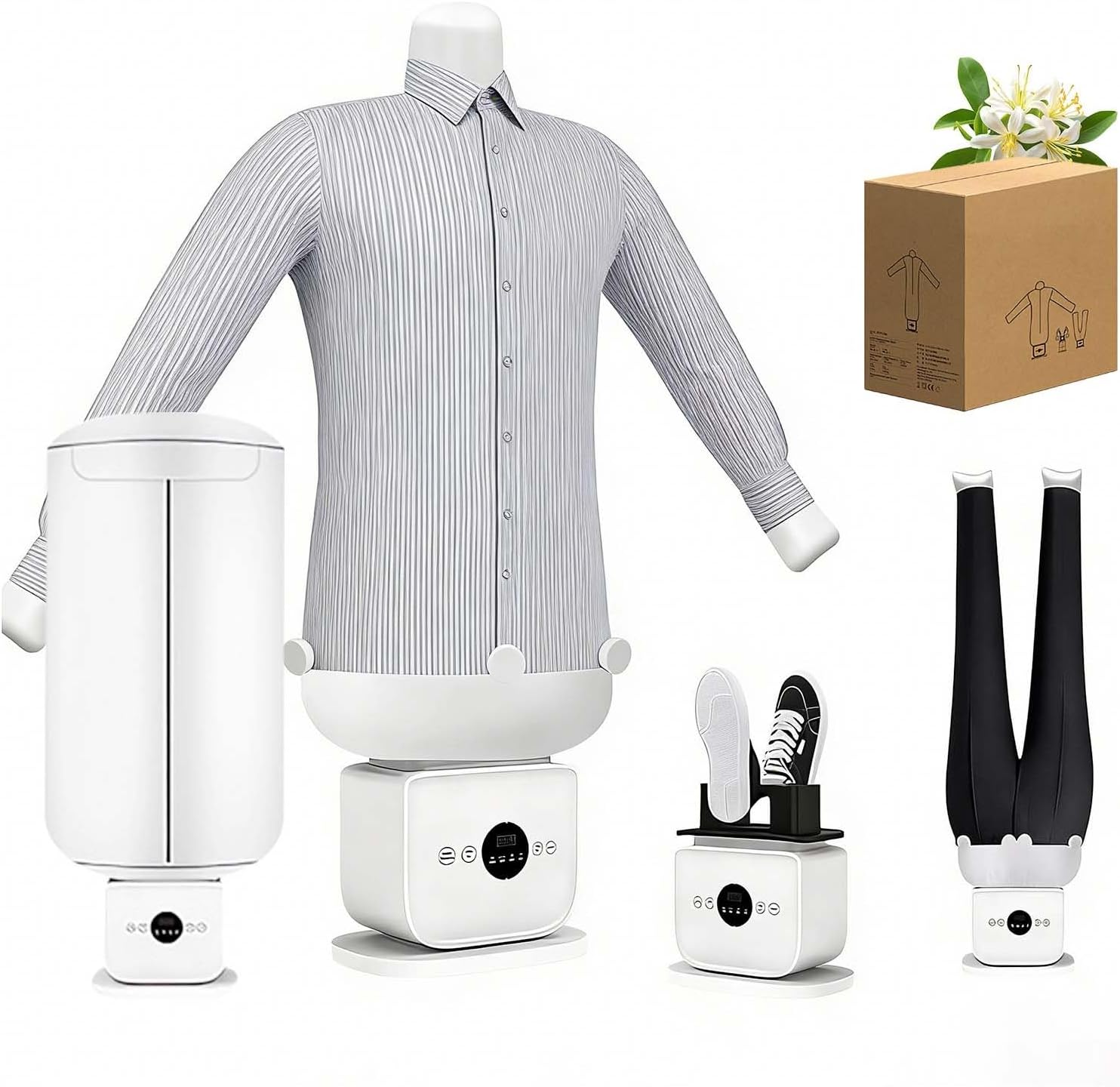 Humanoid Automatic Ironing Machine, Garment Steamer, Hands-Free 360° Ironing, Quick-Dry 8-10 Min, Shoe Care & Aromatherapy, Compact For Travel(Standard+Cover)