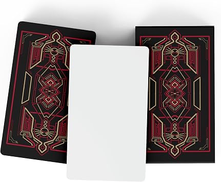 Blank Oracle Cards, Set of 2 Decks - Make Your Own Oracle Cards and Tarot Decks - 80 Cards per Box / 160 Cards Total / 2.75" x 4.75" - Sacred Geometry Design with Metallic Gold Foil Red