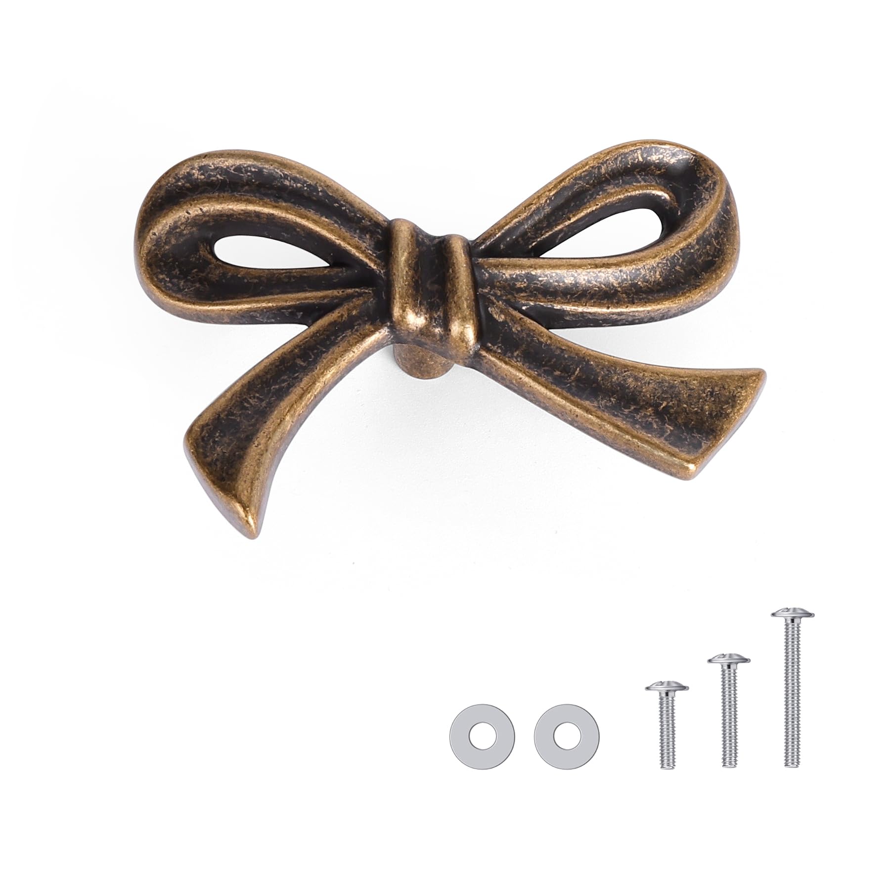 16 Pack Small Antique Brass Bronze Bow Dresser Cabinet Knobs, 1.7 Inches — image 1