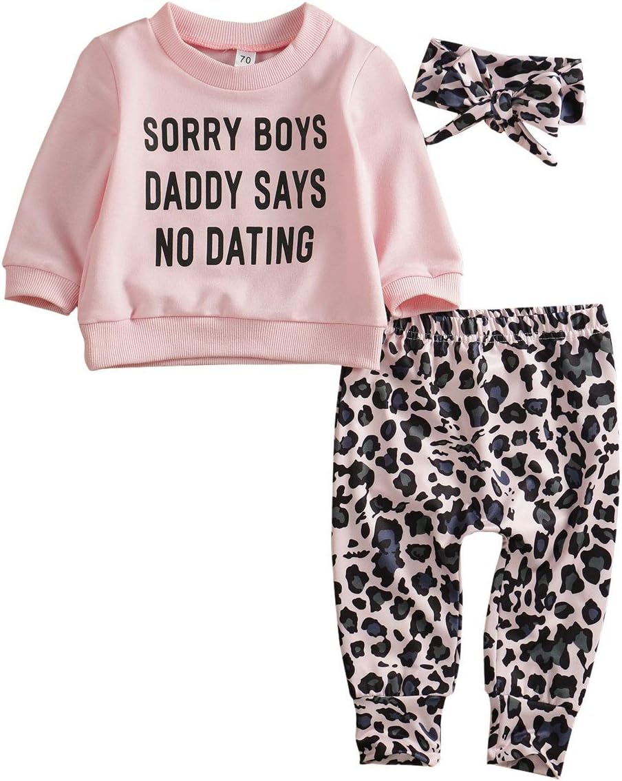 Geagodelia New Born Infant Baby Girl Clothes Spring Fall 3Pcs Outfits Long Sleeve Top T Shirt Leopard Pants Headband