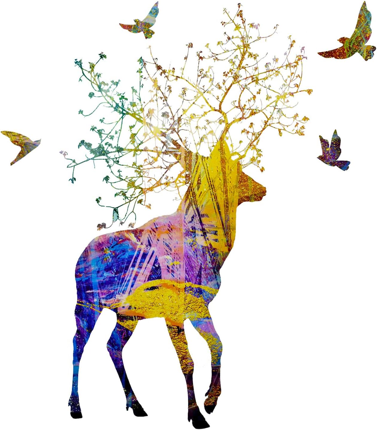 Maydahui 2 Sheet Deer Branches Wall Decal for Living Room Bedroom