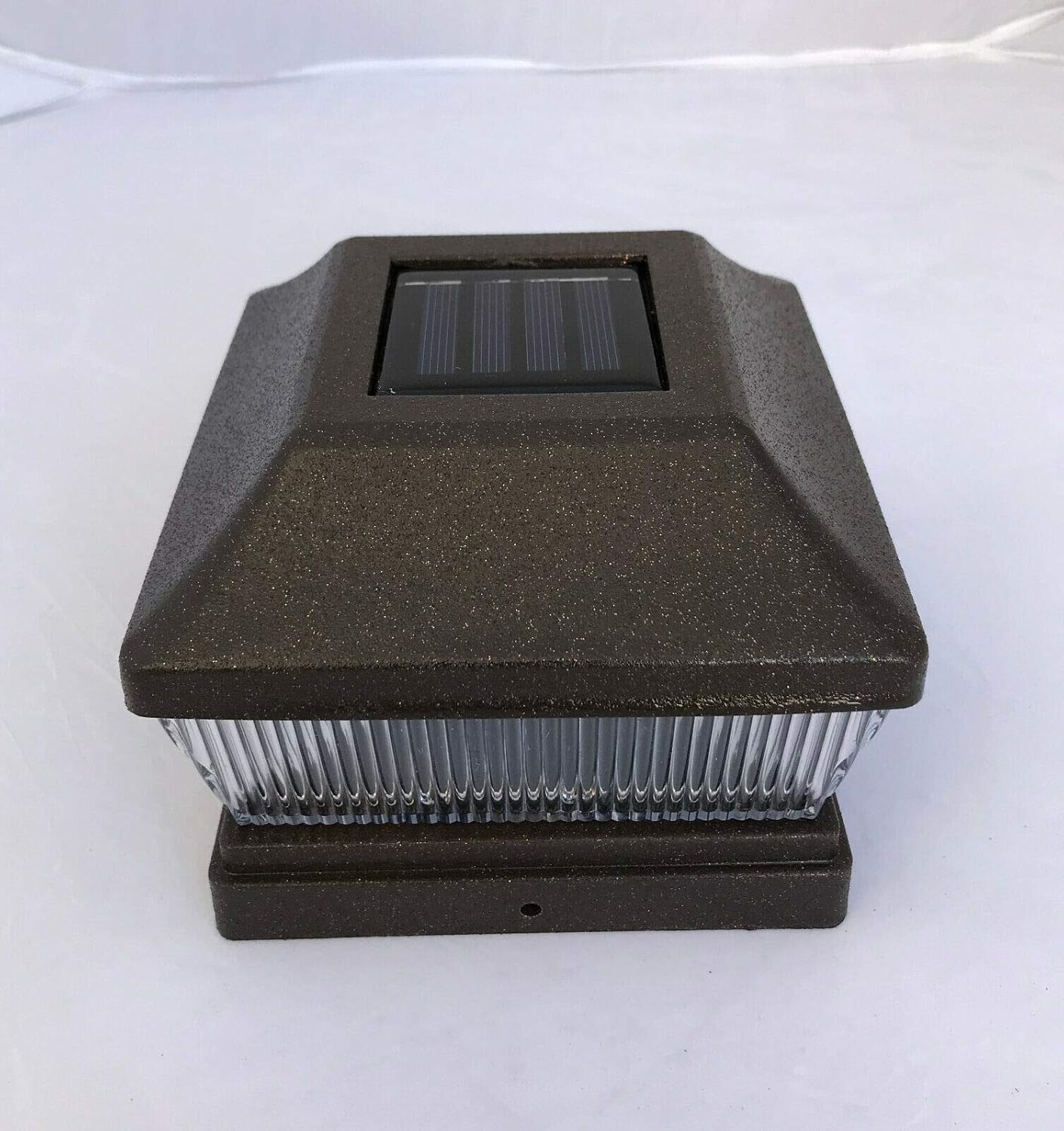 12-pcs Metal Plated 2 SMD LED Deck Solar Post Cap 28 Lumens with Optional 6x6 5x5 or 4x4 Base adapters (Textured Copper, 4x4)