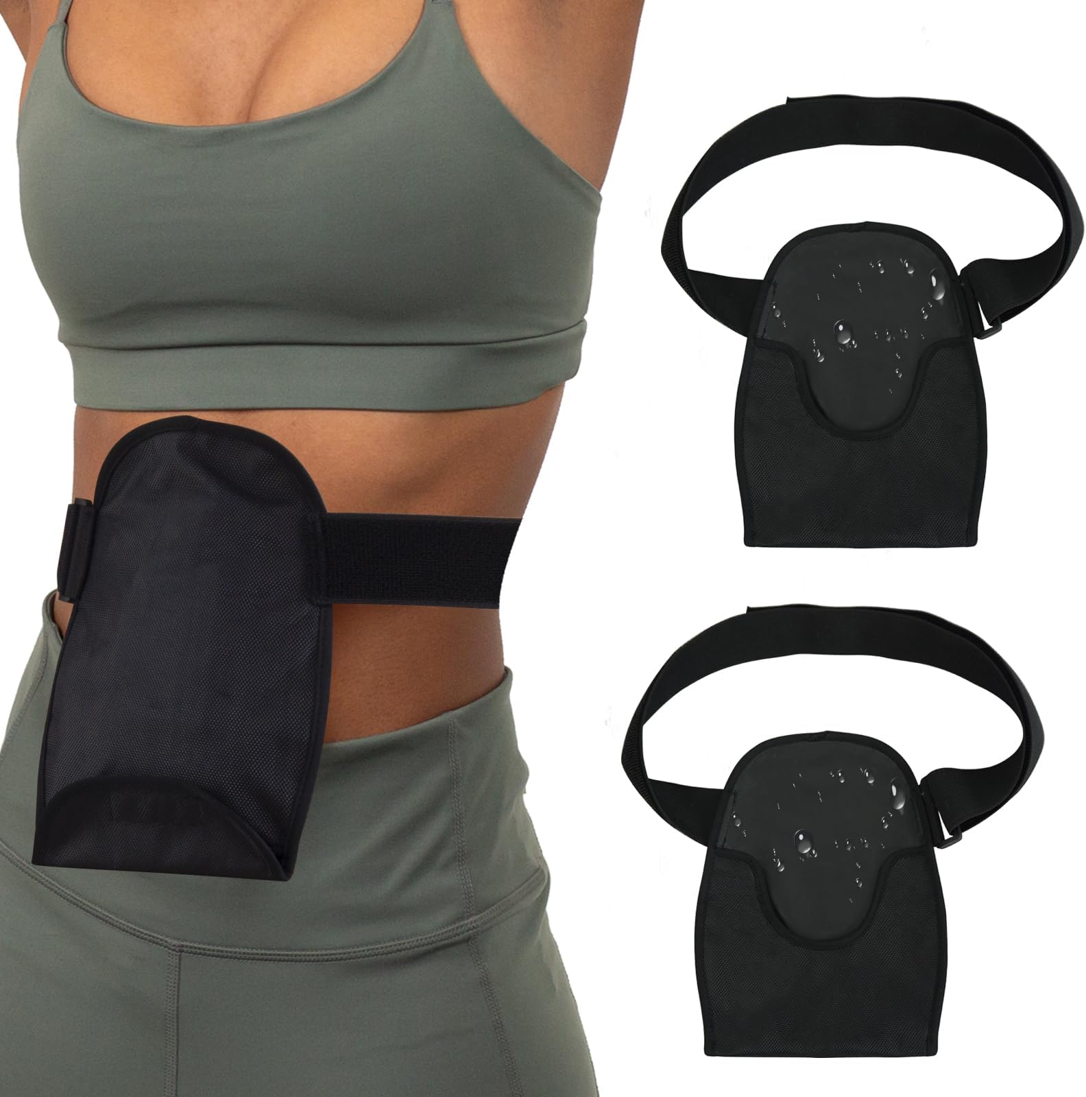 FIRRKEP 2PCS Waterproof Ostomy Bag Covers Adjustable Universal Stoma Pouch Cover for ileostomy Ostomy Supplies for Women Men (Two), Black, Two