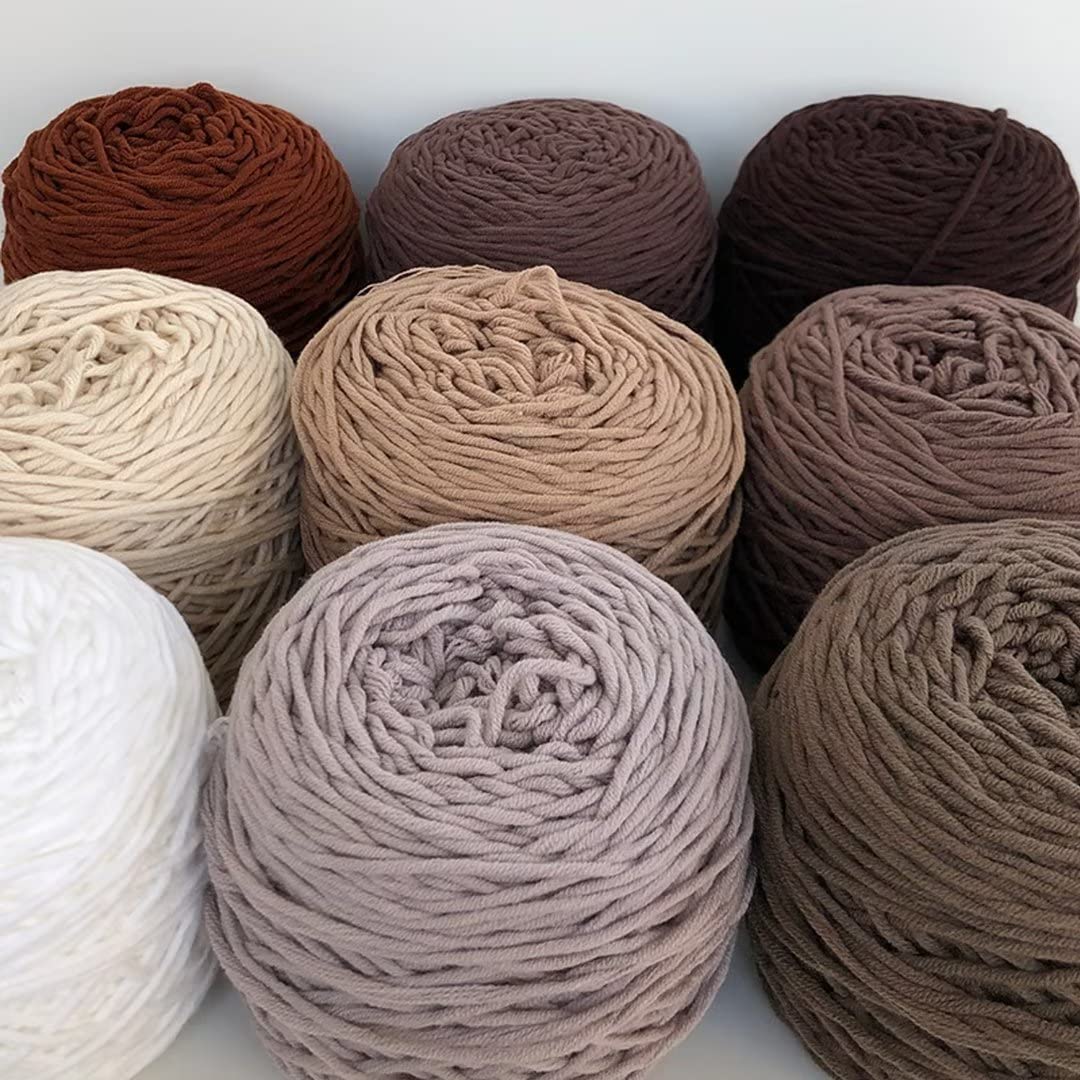 Grube puszyste włóczki, 200 g kulki włóczki dziewiarskiej, 8 nitek, grubość 4 mm, 220-260 m na kulkę(9 Rollsbrown)