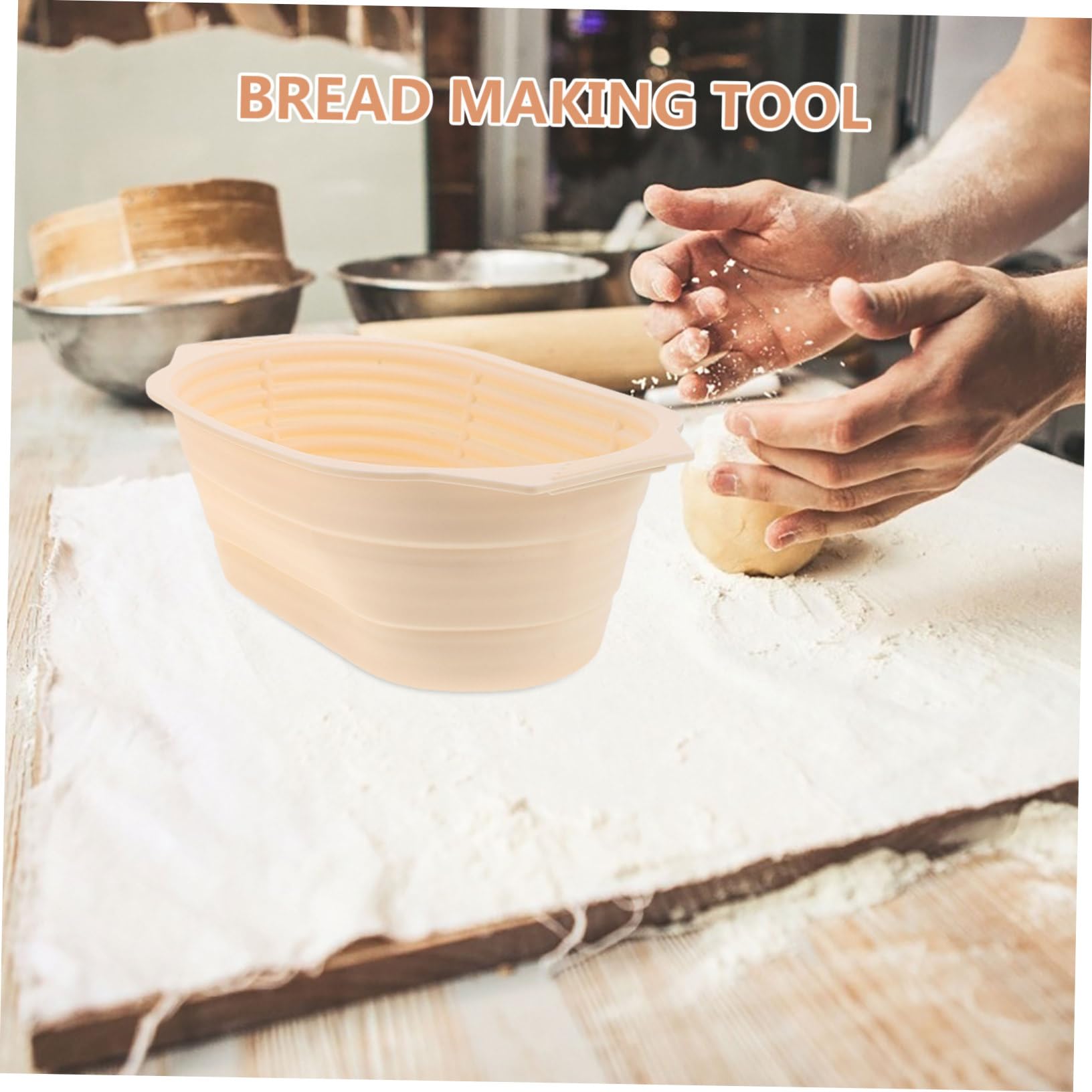 Cesta para Fermentar Pan Banneton de Silicona, 1 Juego | Redonda y Plegable, Resistente a Altas Temperaturas, Incluye Accesorios de Corte, Mezcla y Pincel