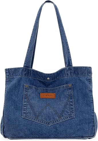 Montana West Wrangler Denim Tote Bag for Women Purses for Work Travel Everyday