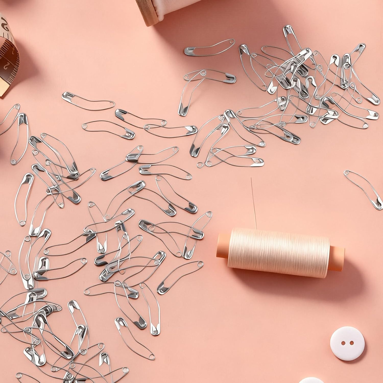 100 Pcs Curved Safety Pins, 1.5 Inch QuiltingPins, Silver Quilting Safety Pins Curved, Small Basting Safety-Pin for Clothes Knitting Sewing Pinning Crafting