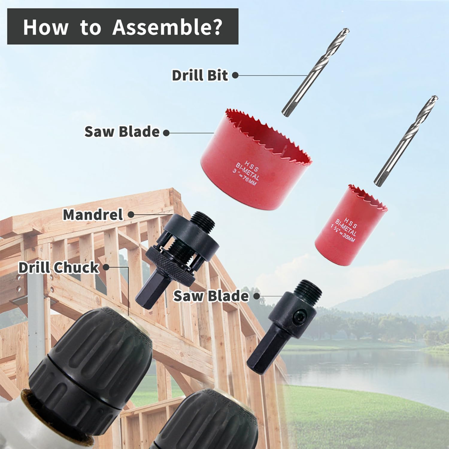 Drill Bit Saw Set LAIWEI 20-PCS Universal Drill Bit Saw Set, Suitable for Quickly Cutting Clean, Smooth, and Precise Holes in Wood （3/4"-3”