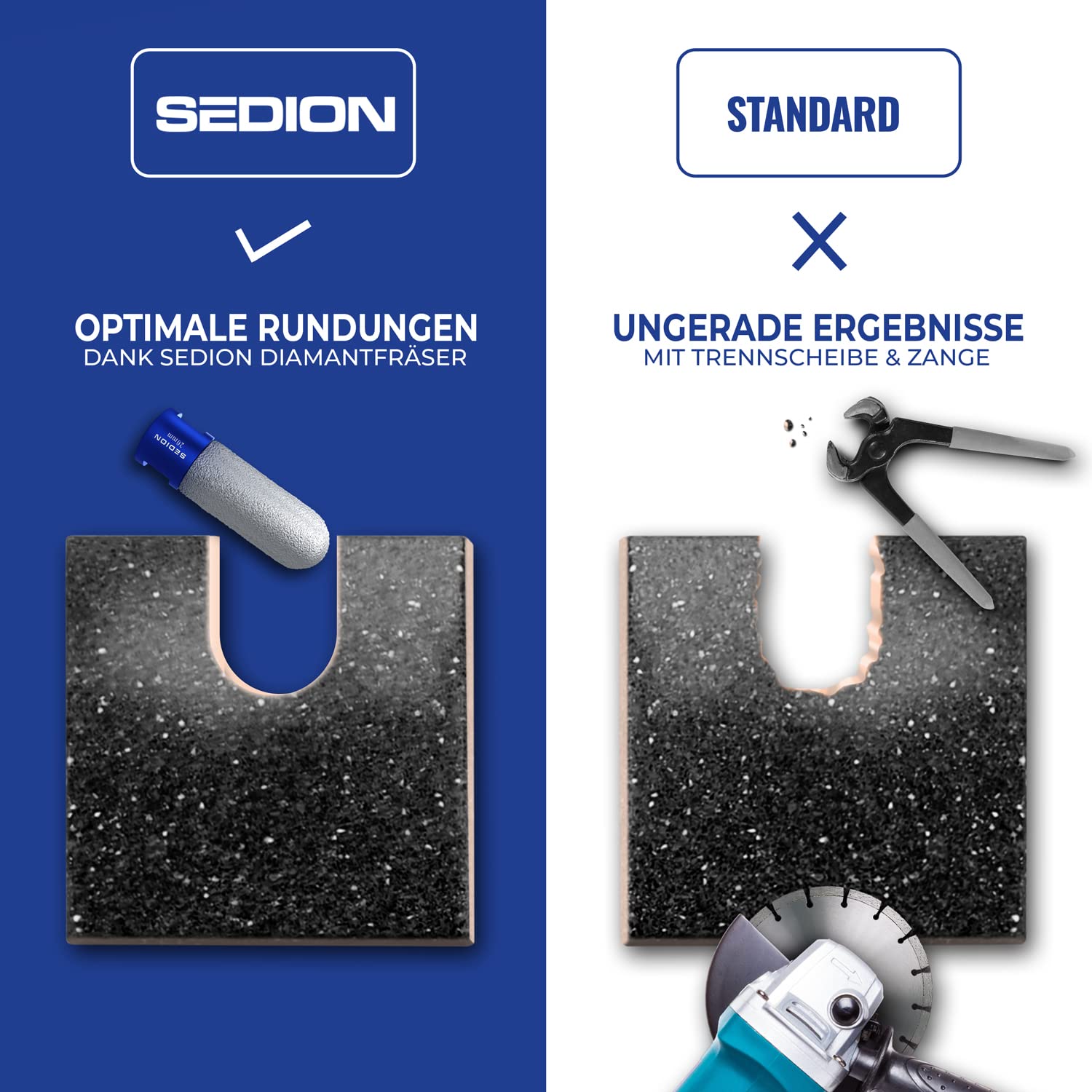 SEDION Fresa Diamantata Per Arrotondare Bordi - 35mm X R15 Per Piastrelle, Granito, Marmo - Foto 3