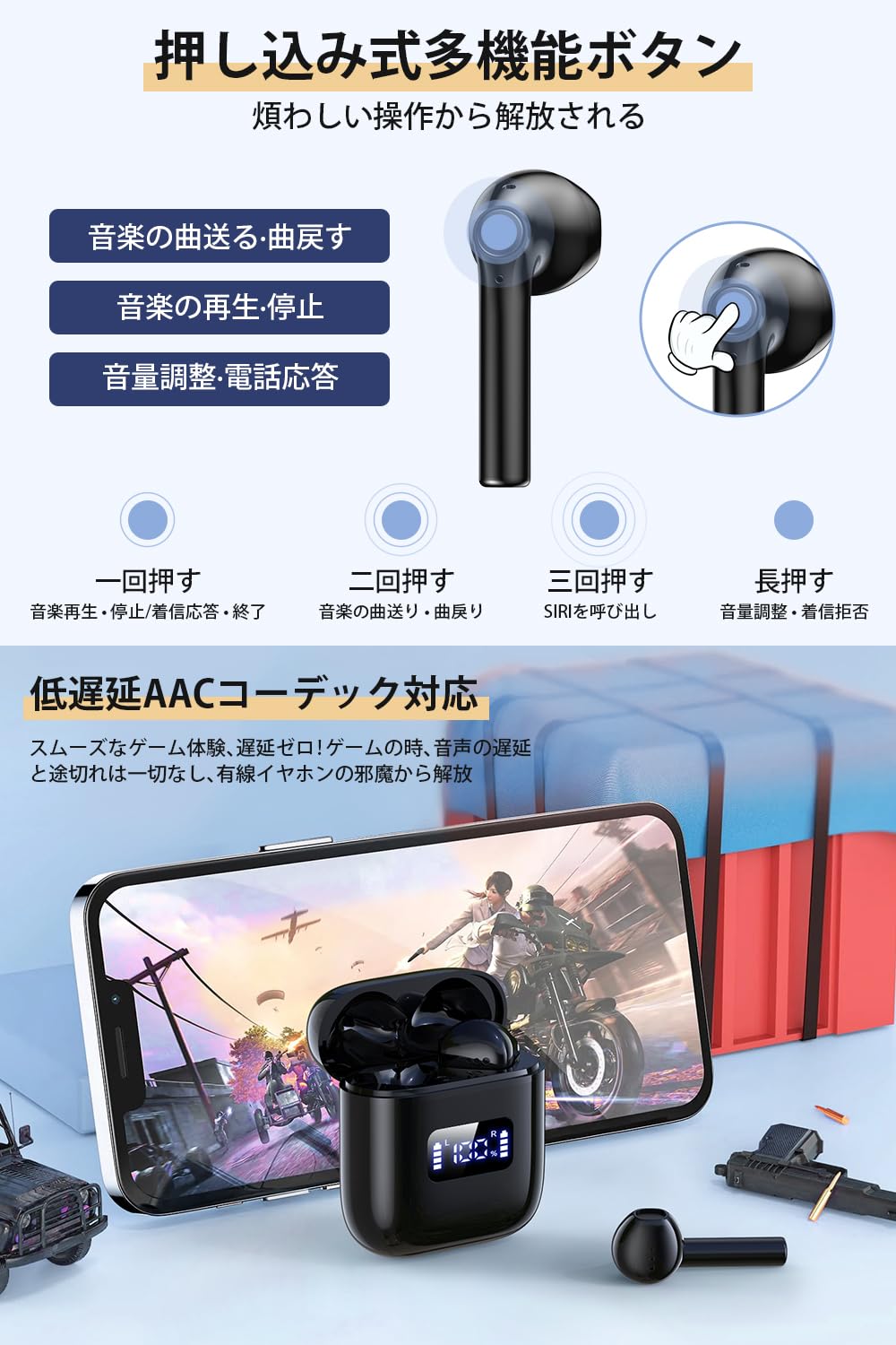 Amazon.co.jp: ワイヤレスイヤホン イヤホン bluetooth ブルートゥース