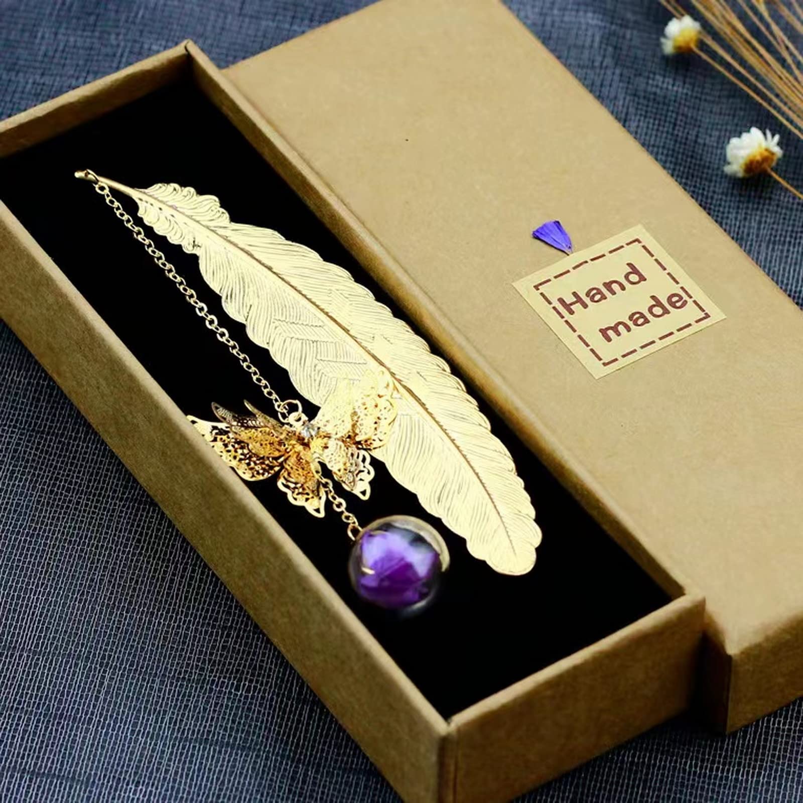 FLAFARY Metal Feather Bookmark Birthday Gift Women Teachers & Mothers Day, Butterfly Book Mark for Book Lover Readers Mom Lady, Back to School Supplies