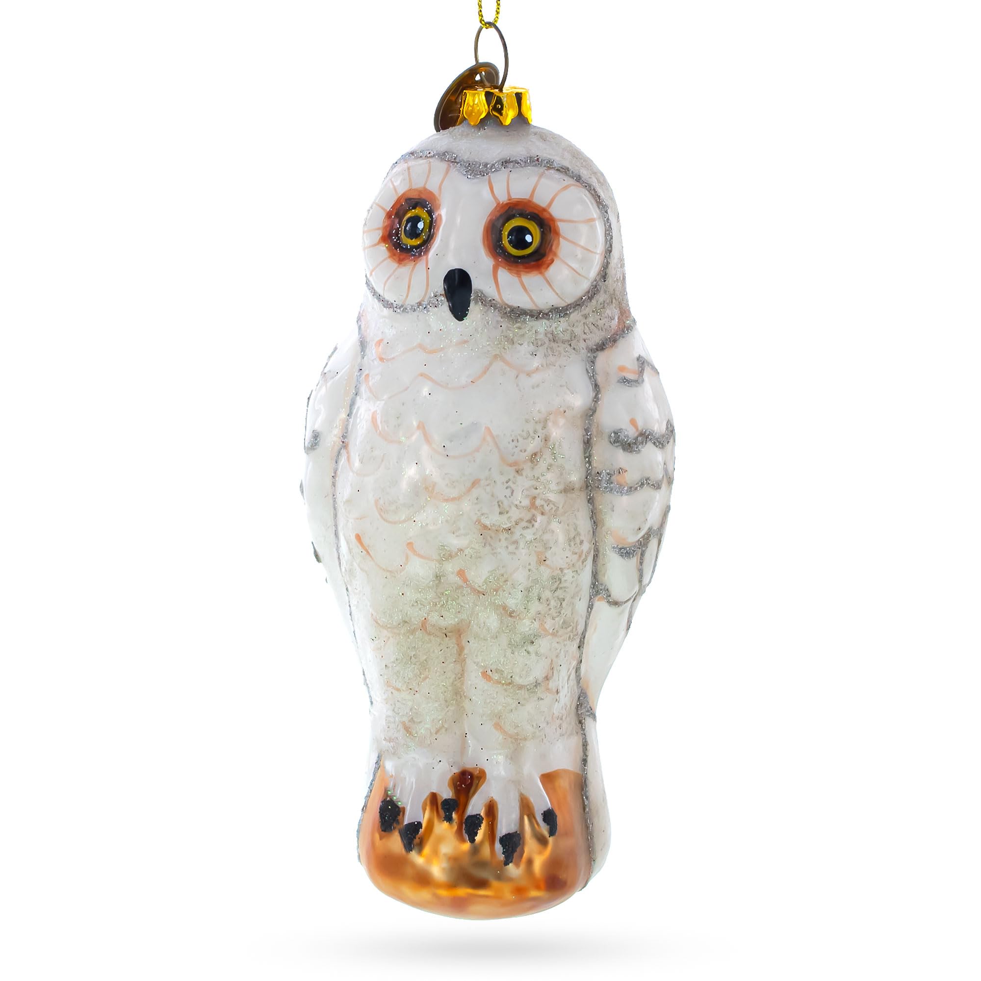 White Owl Glass Christmas Ornament
