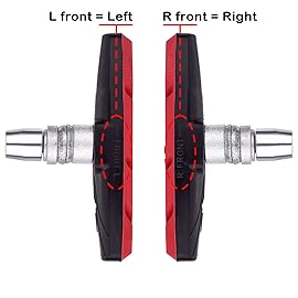 HOTOP 4 Pairs Bike Brake Pads Mountain Bike Brake Pads with Hex Nuts and Spacers V Bicycle Blocks Set, 70 mm(Black and Red)