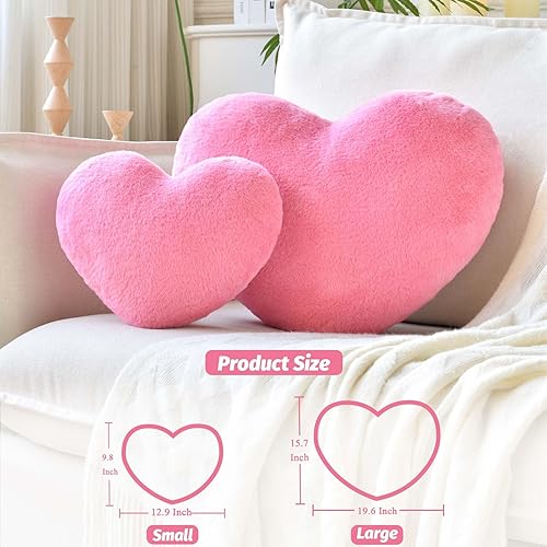 Miniatura 2 de XVTRU Almohada de corazón, almohada suave en forma de corazón rosa melocotón, bonita almohada decorativa de piel de conejo sintética, cojín de felpa