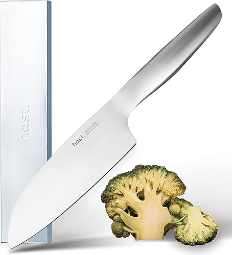 HAST Cuchillo Santoku de 6.3 pulgadas, ultraafilado, acero al carbono japonés de alta calidad, ligero, ergonómico y diseño galardonado