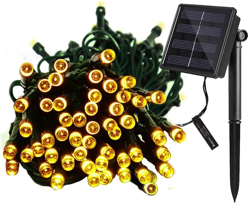 AIWEISI Outdoor String Lights 8 Lighting Modes 32.8 feet 100 Bulbs LED Solar Powered Starry String Light Waterproof Warm White Christmas Twinkle Lighting for Garden Patio Yard Lawn