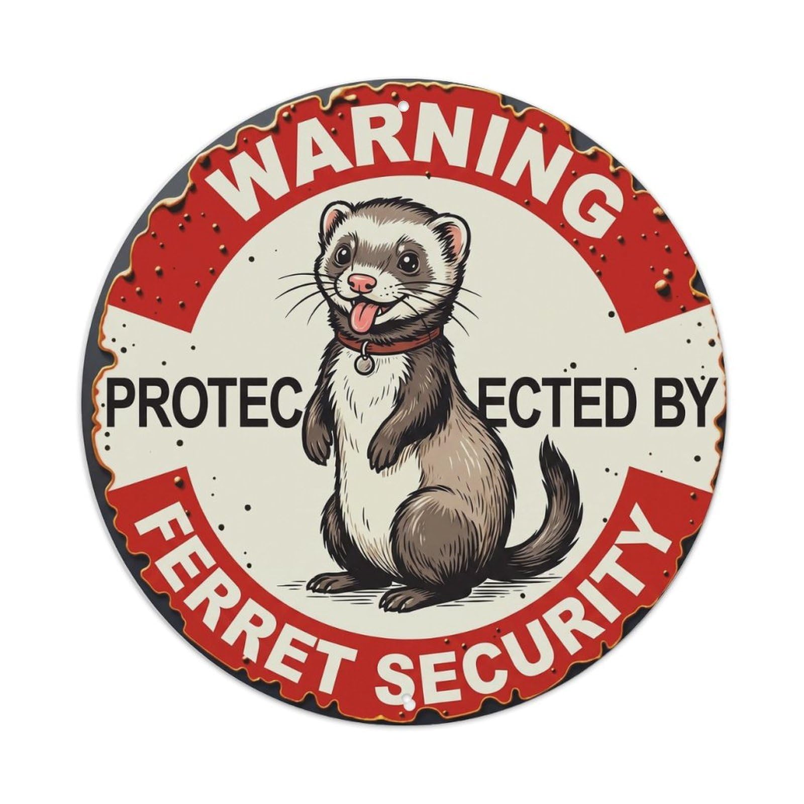 Metal Tin Sign Warning Protected By Ferret Security Vintage