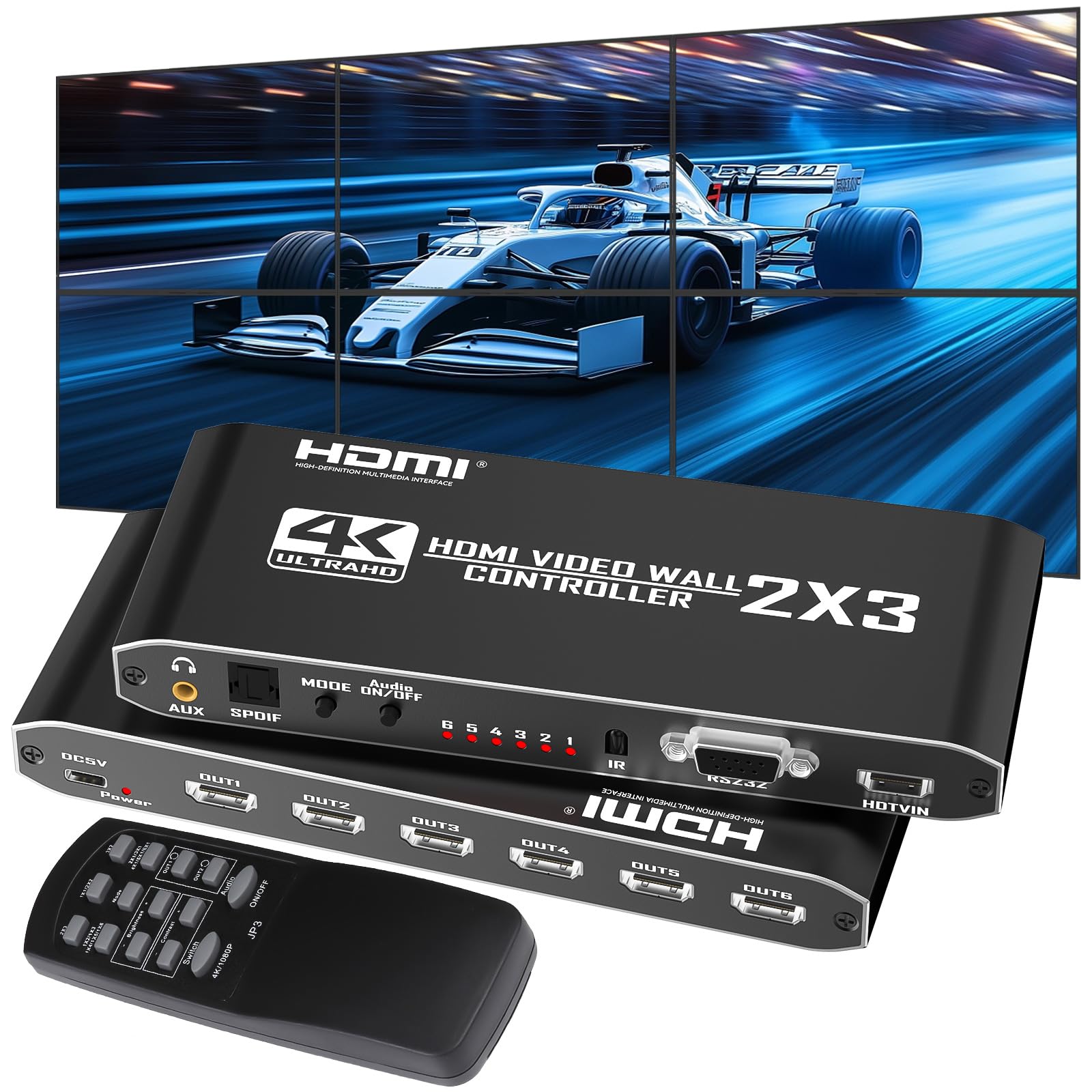 Amazon.com: 6-Way HDMI Video Wall Controller 2X3 4K@30Hz Input