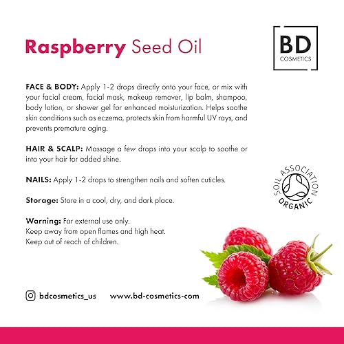 Miniatura 2 de Aceite de semilla de frambuesa roja para el cuidado de la piel, 100% puro, natural, prensado en frío, vitamina E, vitamina A, aceite esencial de