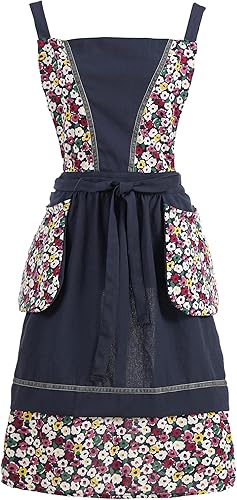 Delantales de cocina para mujer con bolsillos, lindo delantal vintage de chef para jardinería, cocina, hornear, pintura