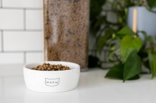Miniatura 7 de Pearhead Cuenco de cerámica para gatos, capacidad para 1.3 tazas, plato para mascotas apto para bigotes para alimentos y agua, moderno blanco