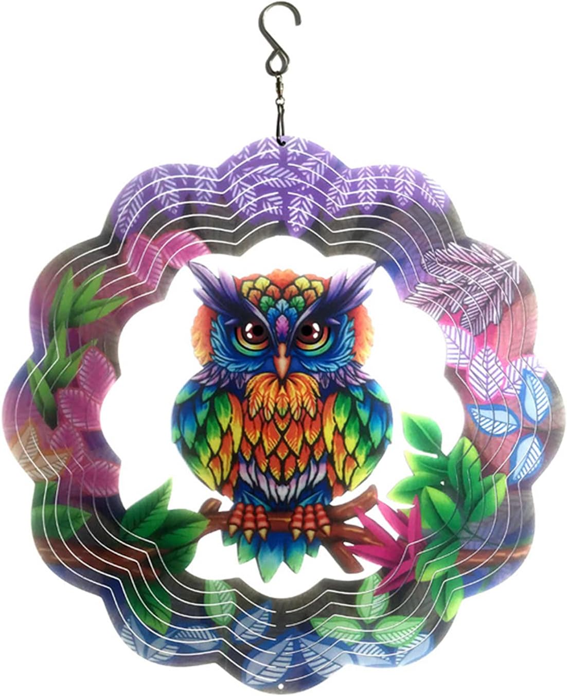 Owl Rotating Wind Chimes, 3D Ball Wind Spinner Fine Outdoor Art Garden Tuning Decor, Hanging Whirligig Decorations Gift for Home Patio Lawn Tree Ornaments (Multicolour)
