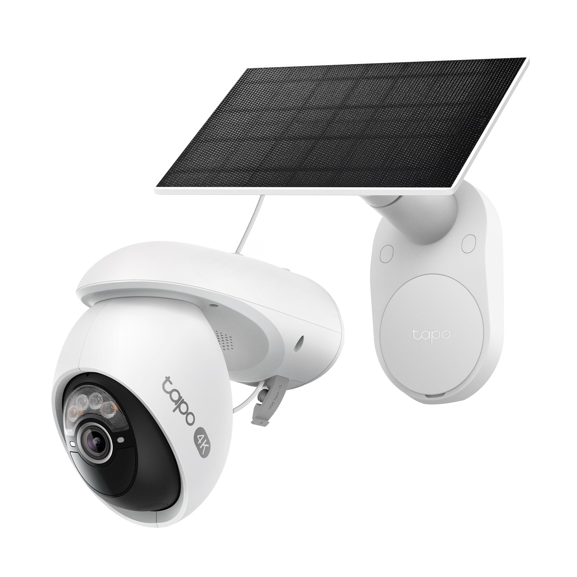 Tapo C660 Kit - Cámara Vigilancia WiFi Exterior 360º, Panel Solar, 4K 8MP | Detección de Movimiento, Personas, Mascotas y Vehículos. Batería 10000mAh. Visión Nocturna Color. Alarma Luz y Sonido. IP65.