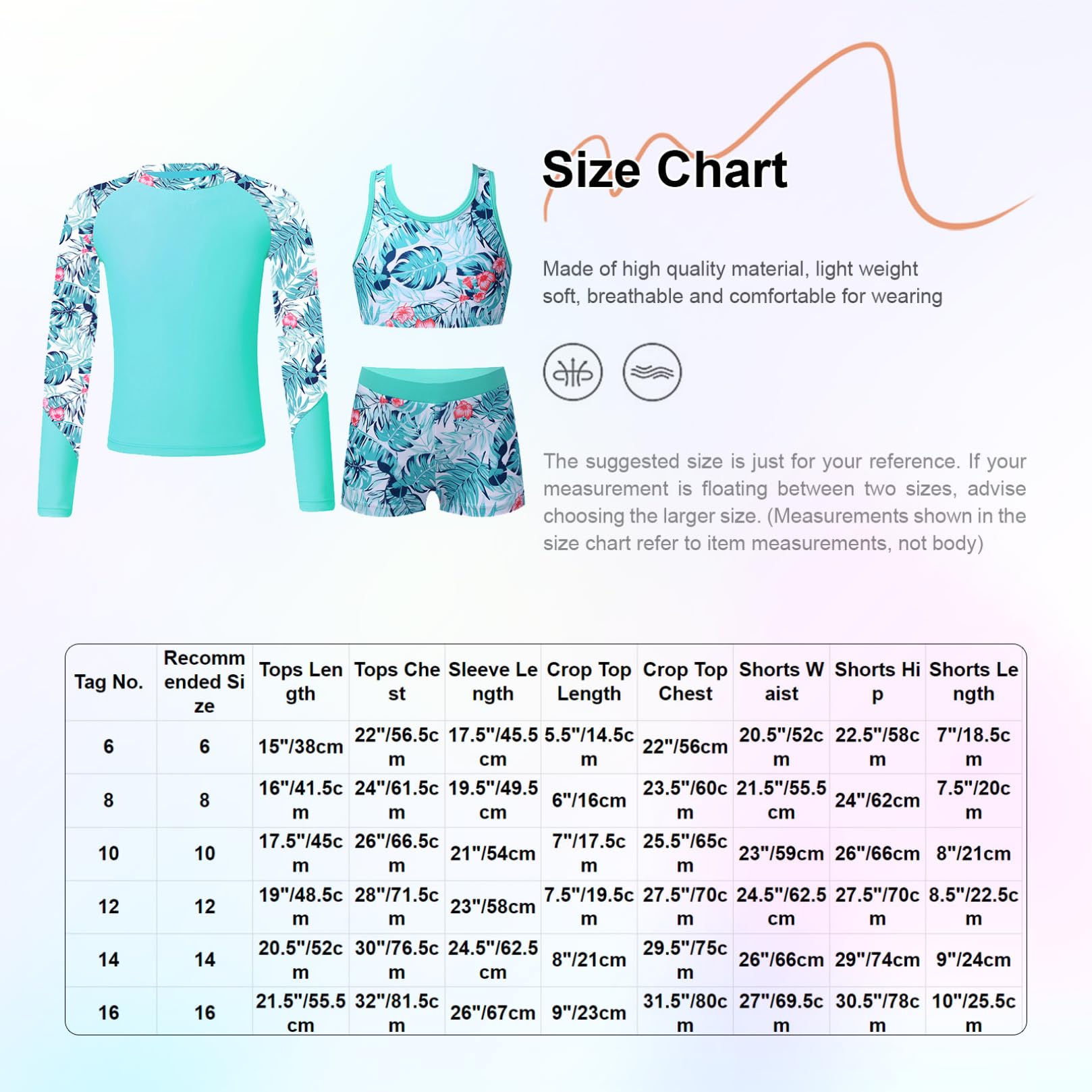 ranrann Enfant Fille Maillot de Bain 3 Pièces Anti UV T-Shirt de Bain Haut et Short de Bain Ensemble Tankini 7-16 Ans B Turquoise 11-12 Ans
