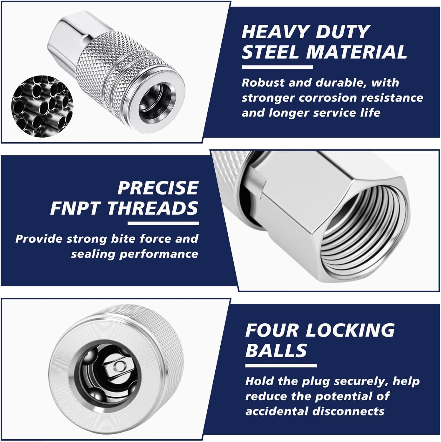 20 Pcs 3/8 High Flow Air Fittings 3/8 Inch Female Quick Connect Air Coupler Industrial M-type Coupler for Atmosphere Compressor Accessories Fittings Set