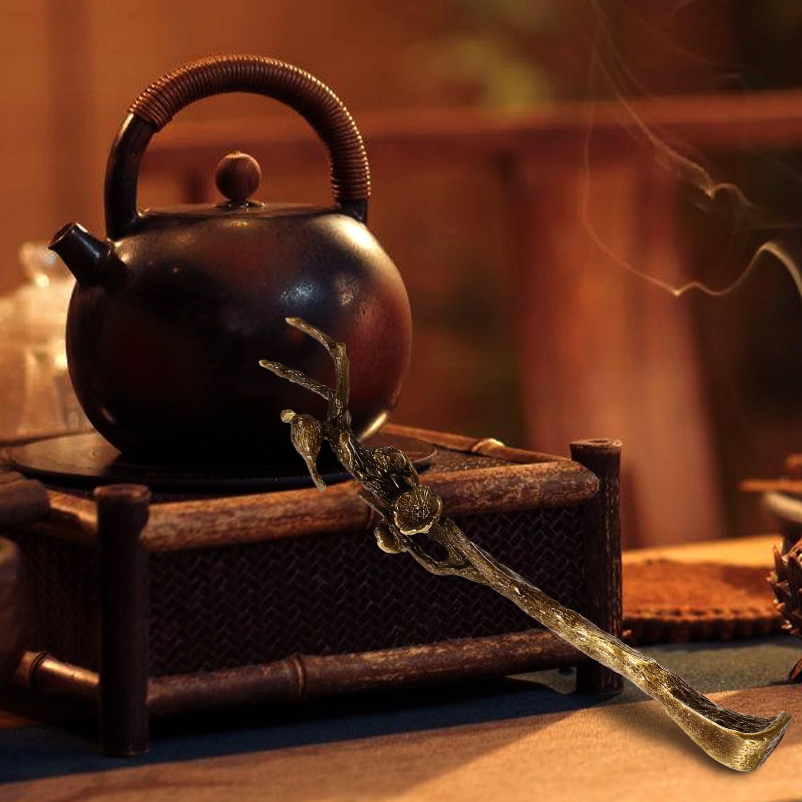 Kichvoe Puer Puerh Tea Spoon Ice Pick Punch Puer Tea Needle Teaware Puerh Vintage Hand Shape Tea Scoop Teaspoon for Breaking Tea Cake Brick