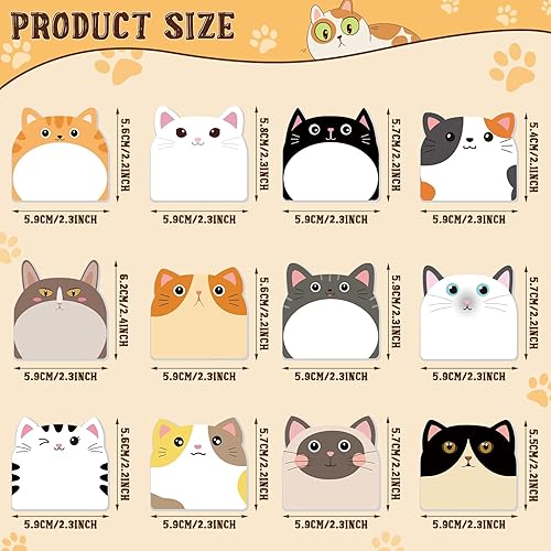 Miniatura 2 de Yinder 24 blocs de notas adhesivas lindas divertidas Kawaii Animal Notas Adhesivas Bloc de notas adhesivas de dibujos animados a granel Regalo para