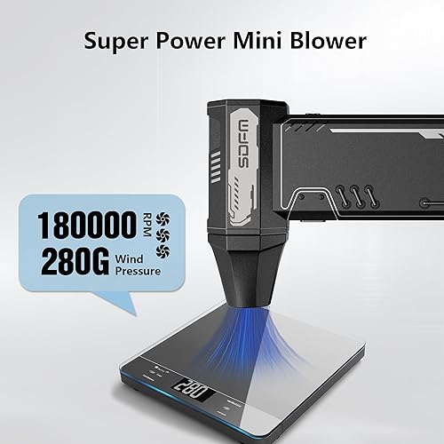 Miniatura 4 de SDFM Plumero de aire comprimido, soplador de nieve de 180,000 rpm, con motor sin escobillas, plumero de aire ajustable de 3 engranajes, para