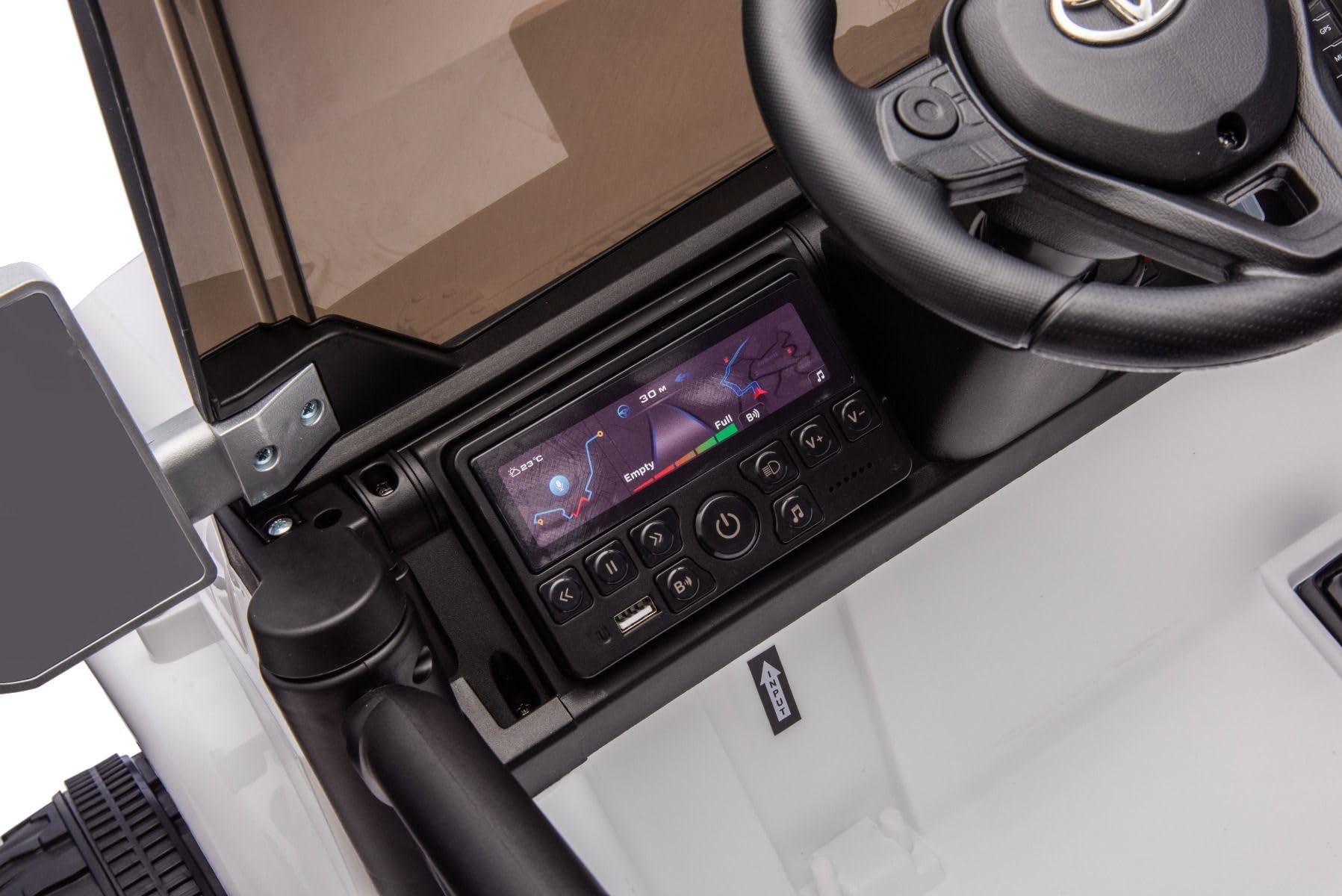 Samochód elektryczny dla dzieci Toyota FJ Cruiser XXL z napędem 4x4, oficjalna licencja (dwuosobowa), Bianca, przenośna bateria litowa, wysokie podwozie, dwa siedzenia, tylne zawieszenie